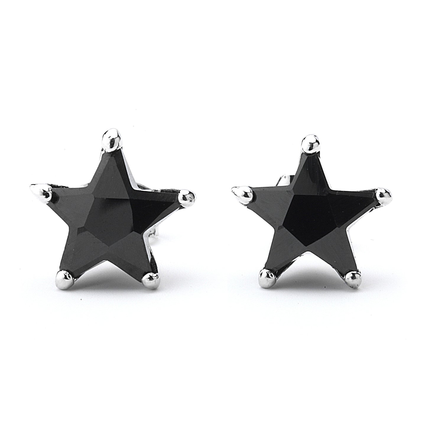 Onyx Star Grade AAAAA CZ Stud Earrings