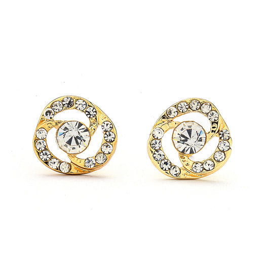 Flower Pave CZ with Center Stone Earrings - 14-kt Gold Filled