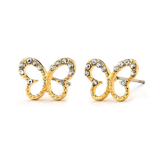 Pave CZ Butterfly Earrings 14-kt Gold Filled