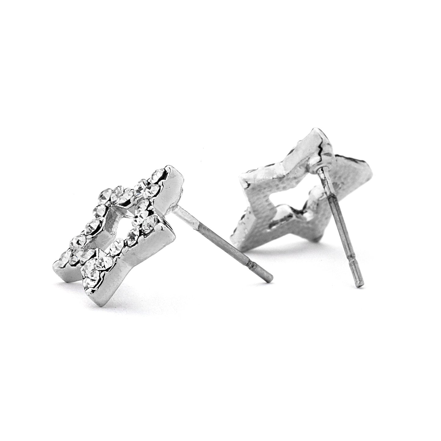 Pave CZ Hollow Star Earrings