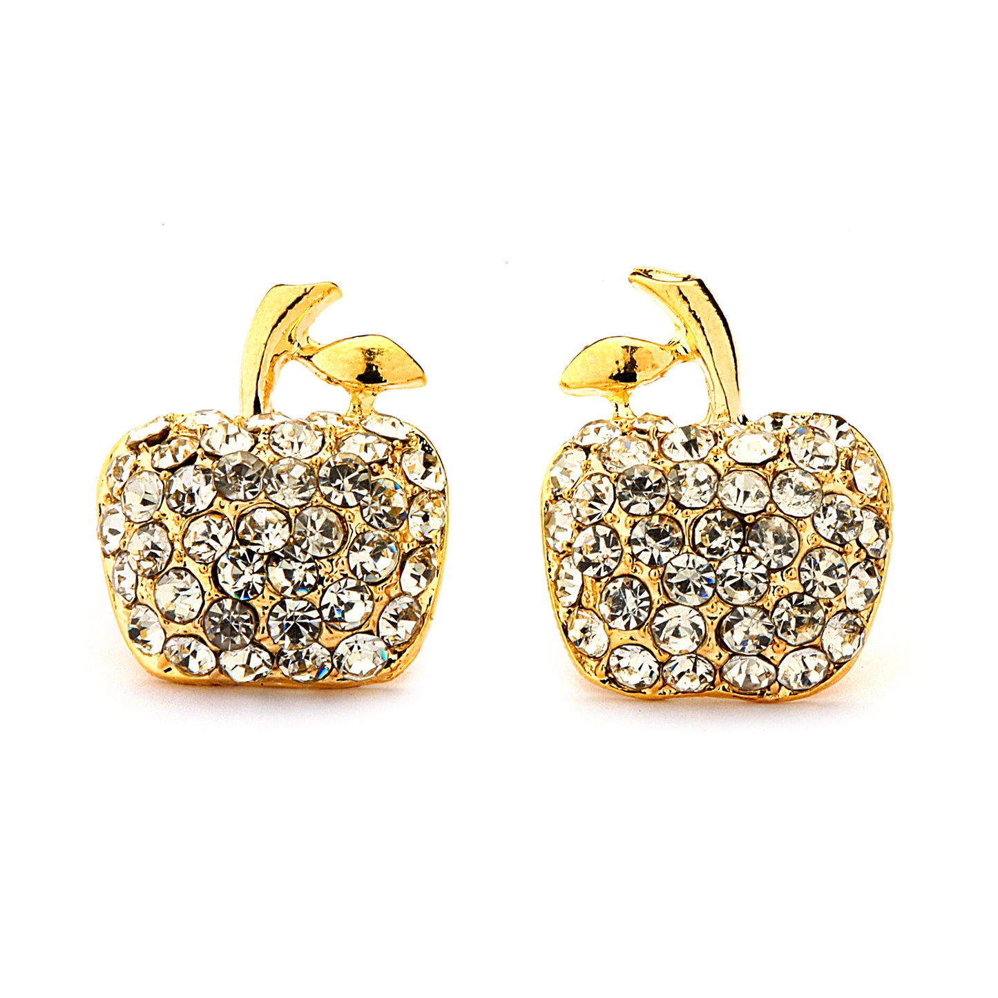 Pave CZ Apple Earrings 14-kt Gold Filled