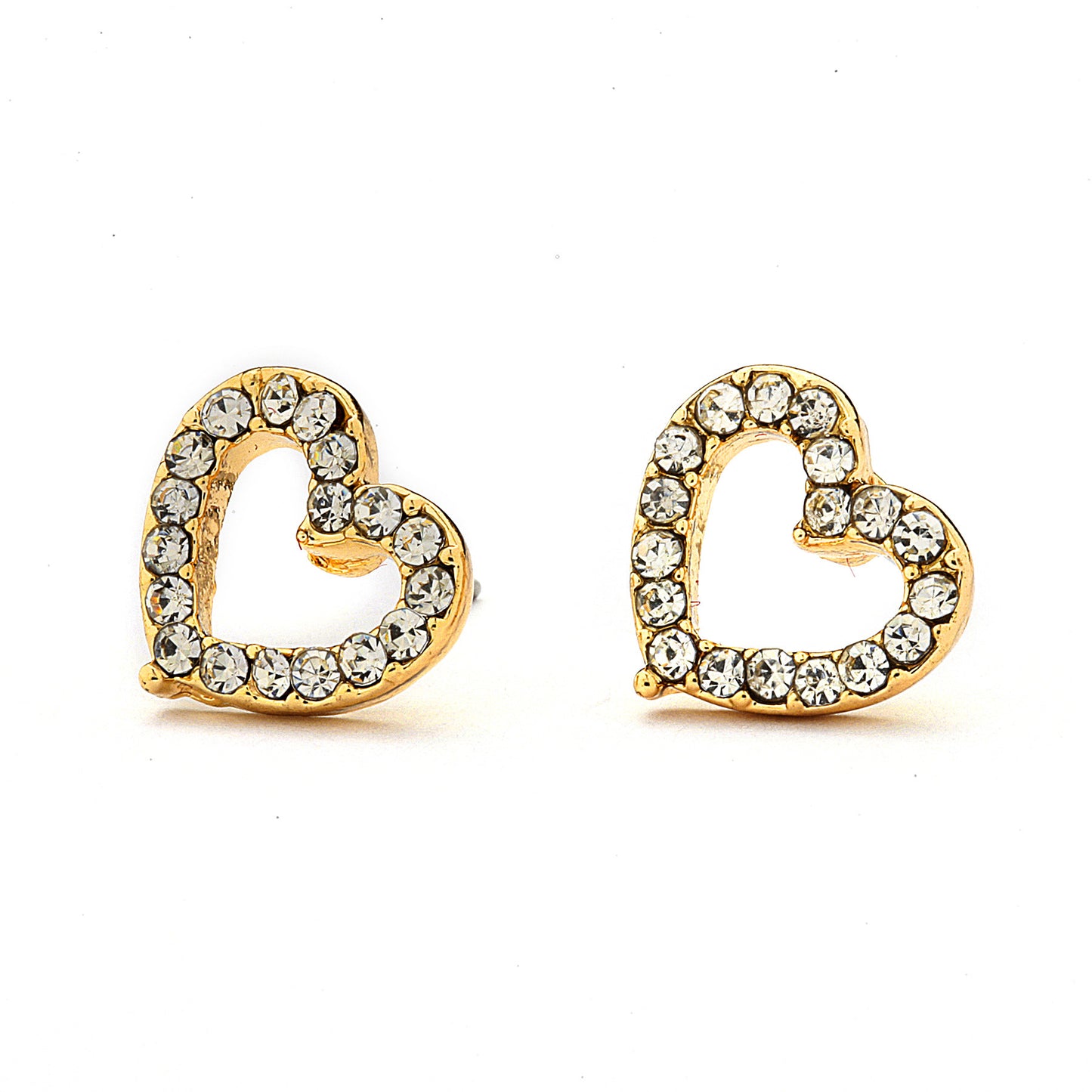 Pave CZ Hollow Heart Earrings - 14-kt Gold Filled