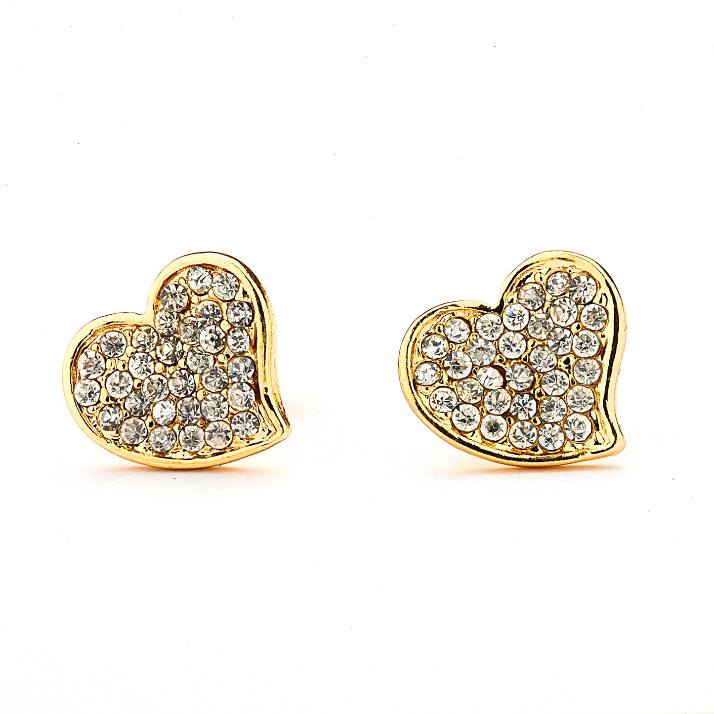 Pave CZ Irregular Heart Earrings - 14-kt Gold Filled