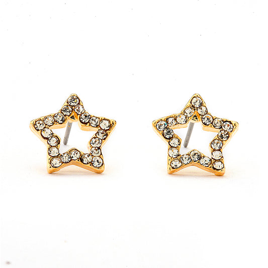 Pave CZ Hollow Star Earrings - 14-kt Gold Filled