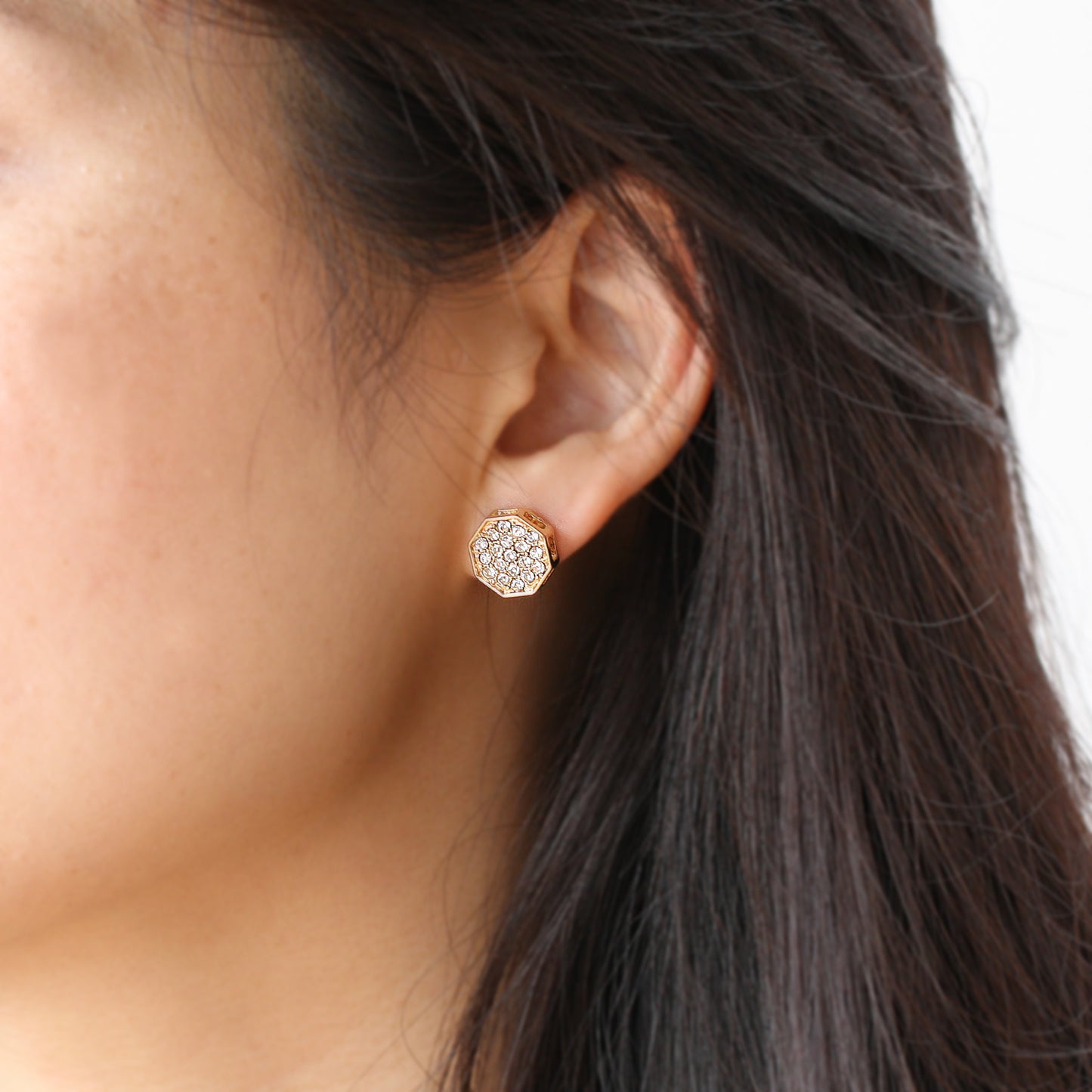 Pave CZ Octagon Earrings - 14K Gold Filled