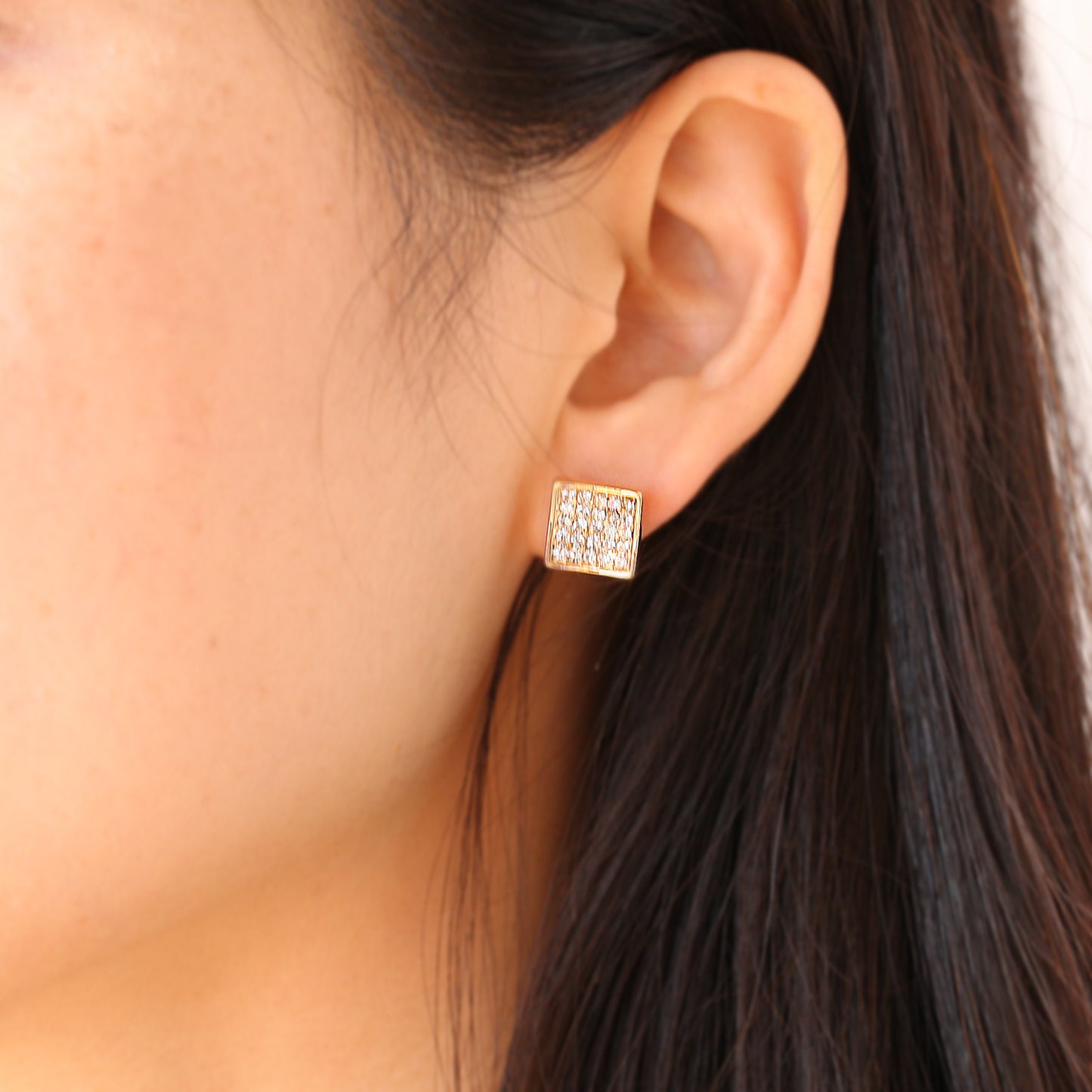 Pave CZ Square Earrings - 14K Gold Filled