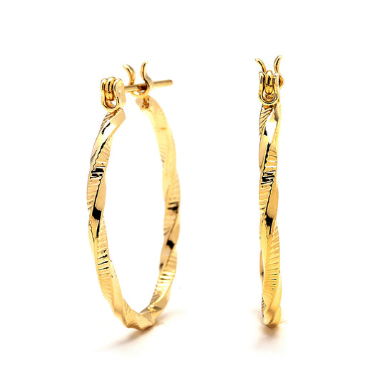 Twisted & Textured Hoop Earrings - 14K Gold Filled