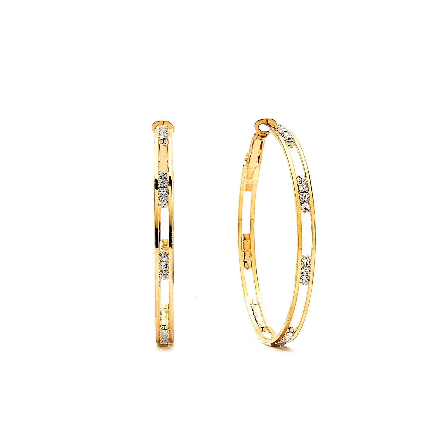 Premium Cubic Zirconia Interval Hoop Earrings - 14K Gold Filled