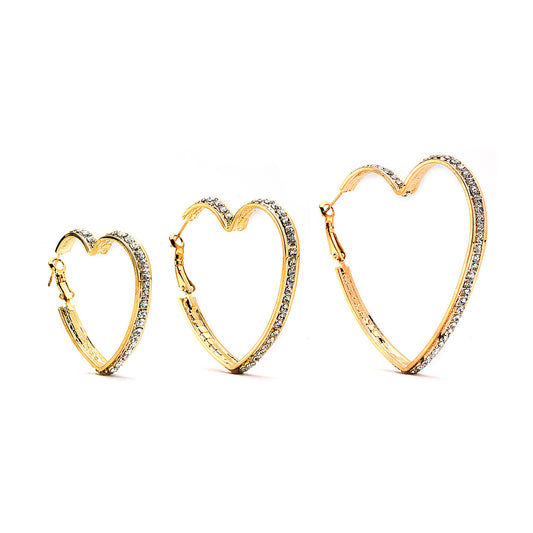 Premium Cubic Zirconia Heart Hoop Earrings - 14K Gold Filled