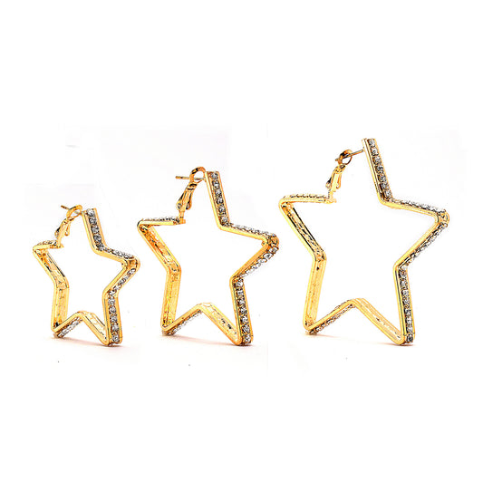 Premium Cubic Zirconia Star Hoop Earrings - 14K Gold Filled