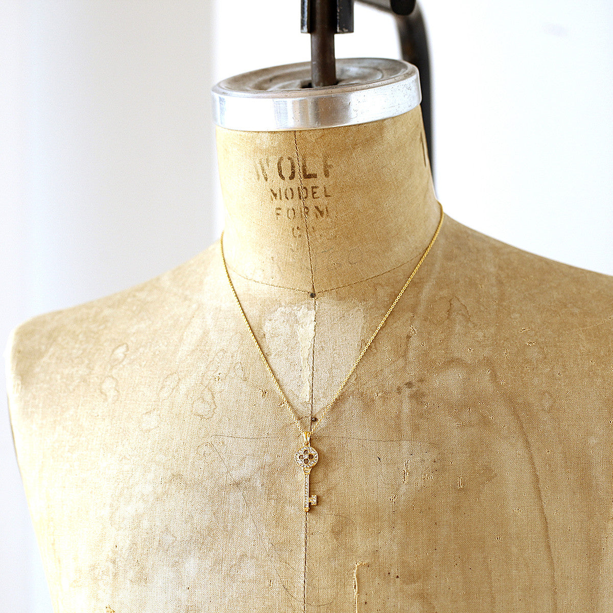 Designer Inspired Key Pendant Necklace with Premium CZ