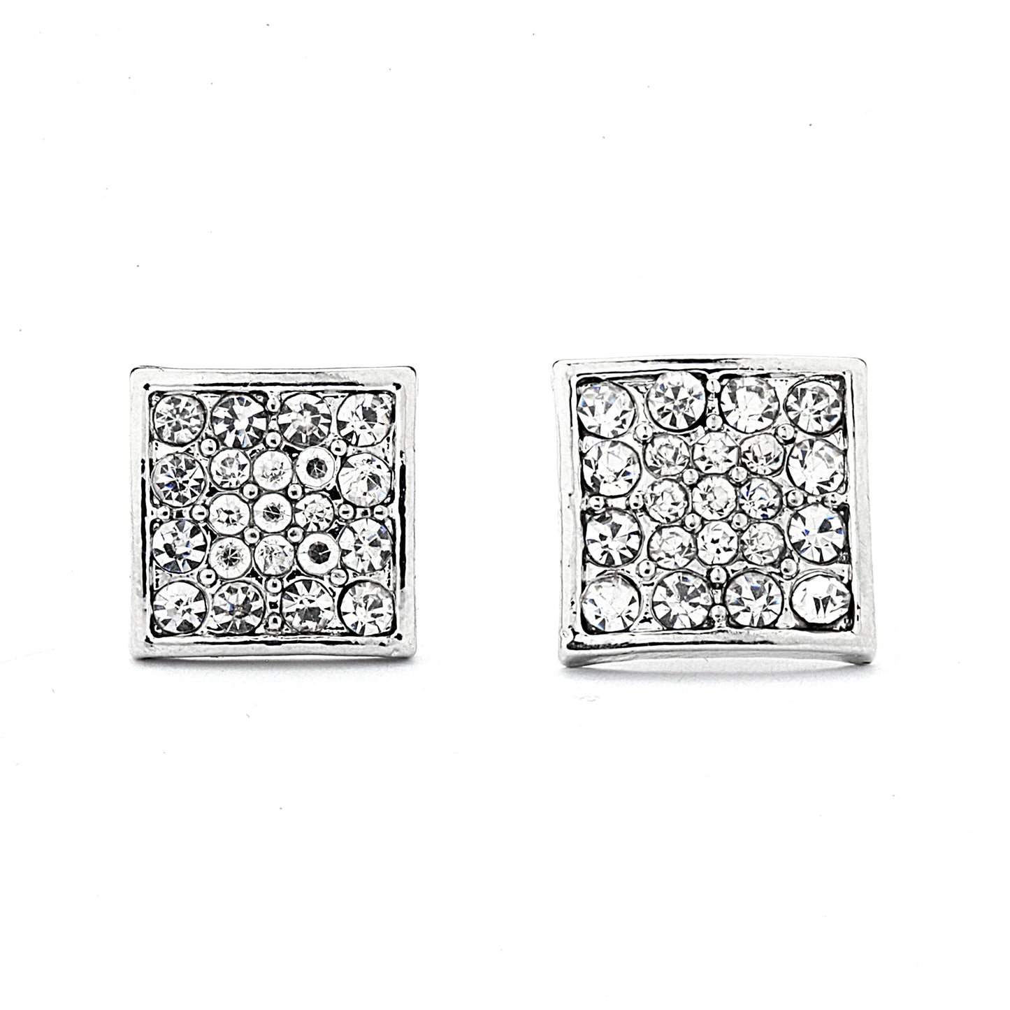 Pave CZ Square Earrings