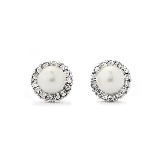 Pearl with Pave CZ Earrings