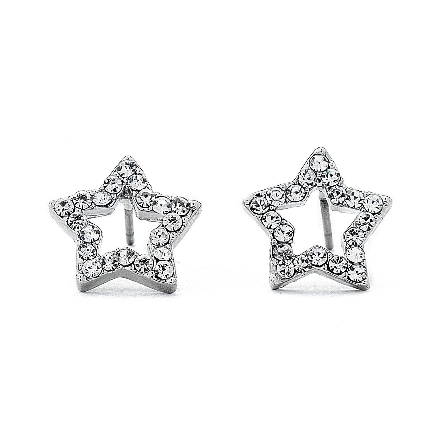 Pave CZ Hollow Star Earrings