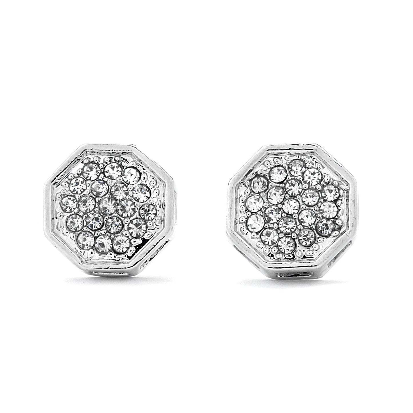 Pave CZ Octagon Earrings