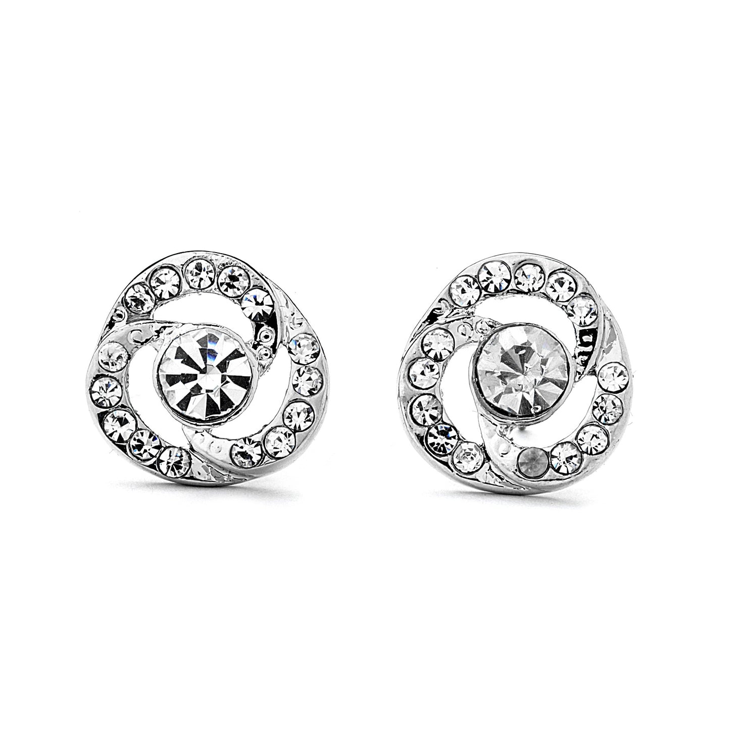 Flower Pave CZ with Center Stone Earrings