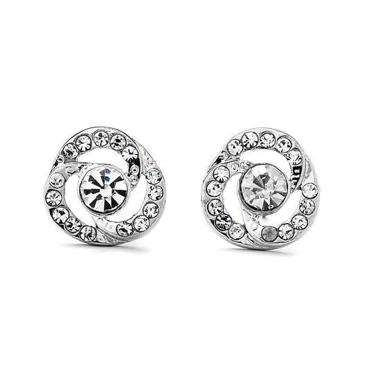 Flower Pave CZ with Center Stone Earrings