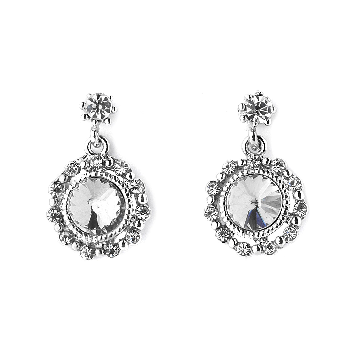 Tailored Crystal Solitaire Silver Drop Earrings