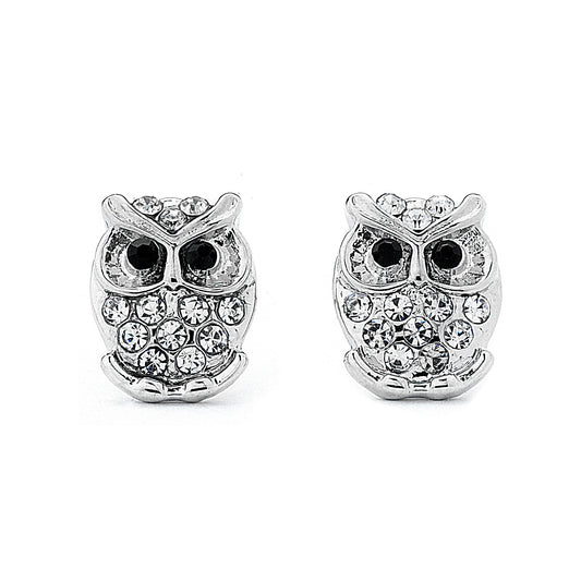 Owl Earrings with Pave