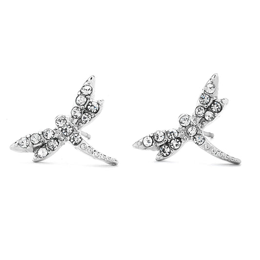 Pave CZ Dragonfly Earrings