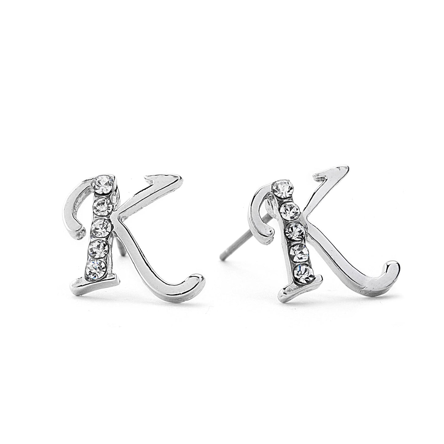 Initial Earrings with CZ Accents
