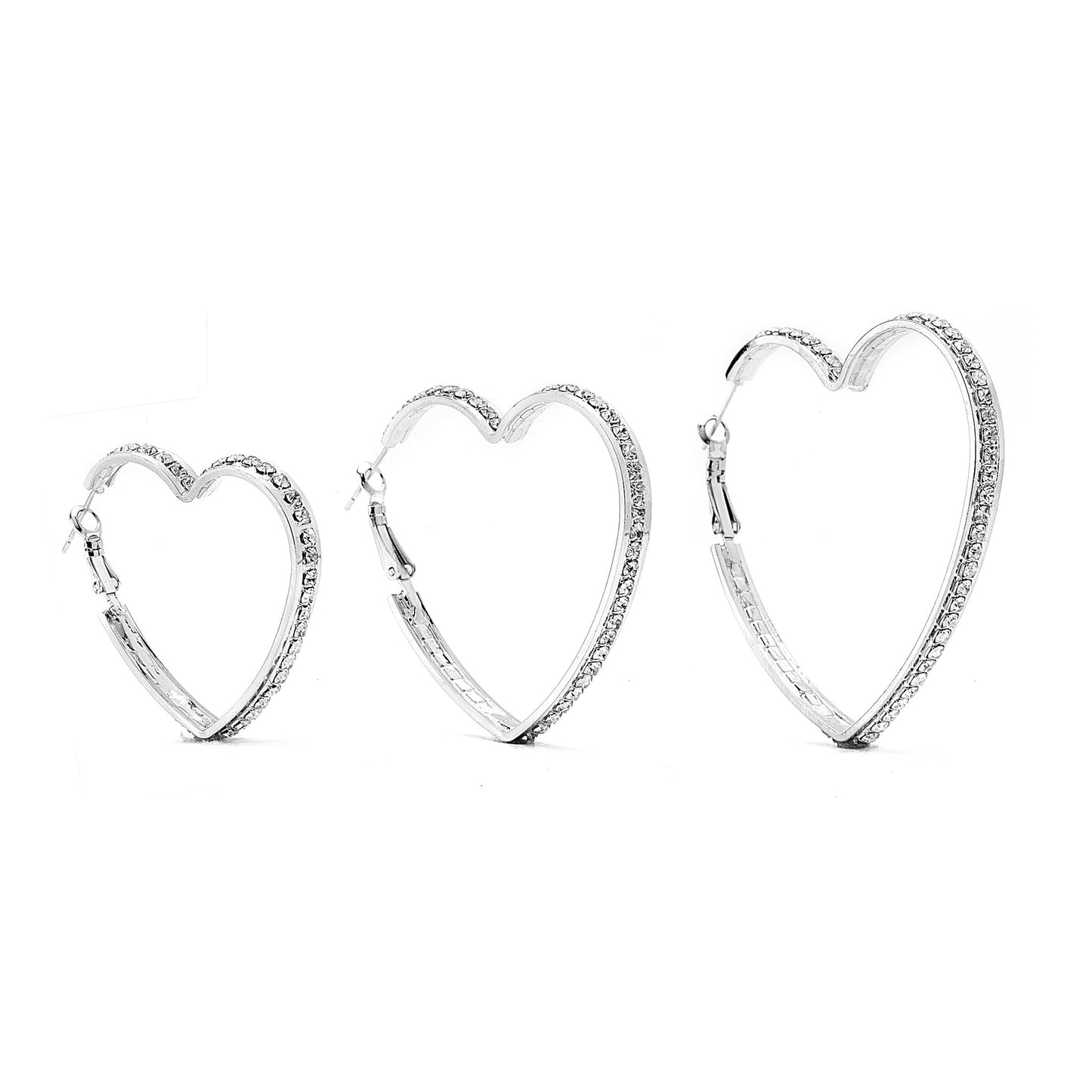 Premium Cubic Zirconia Heart Hoop Earrings