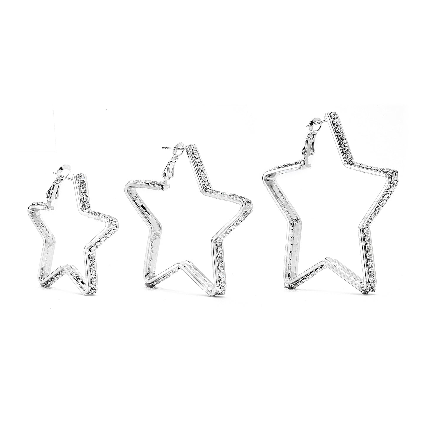 Premium Cubic Zirconia Star Hoop Earrings