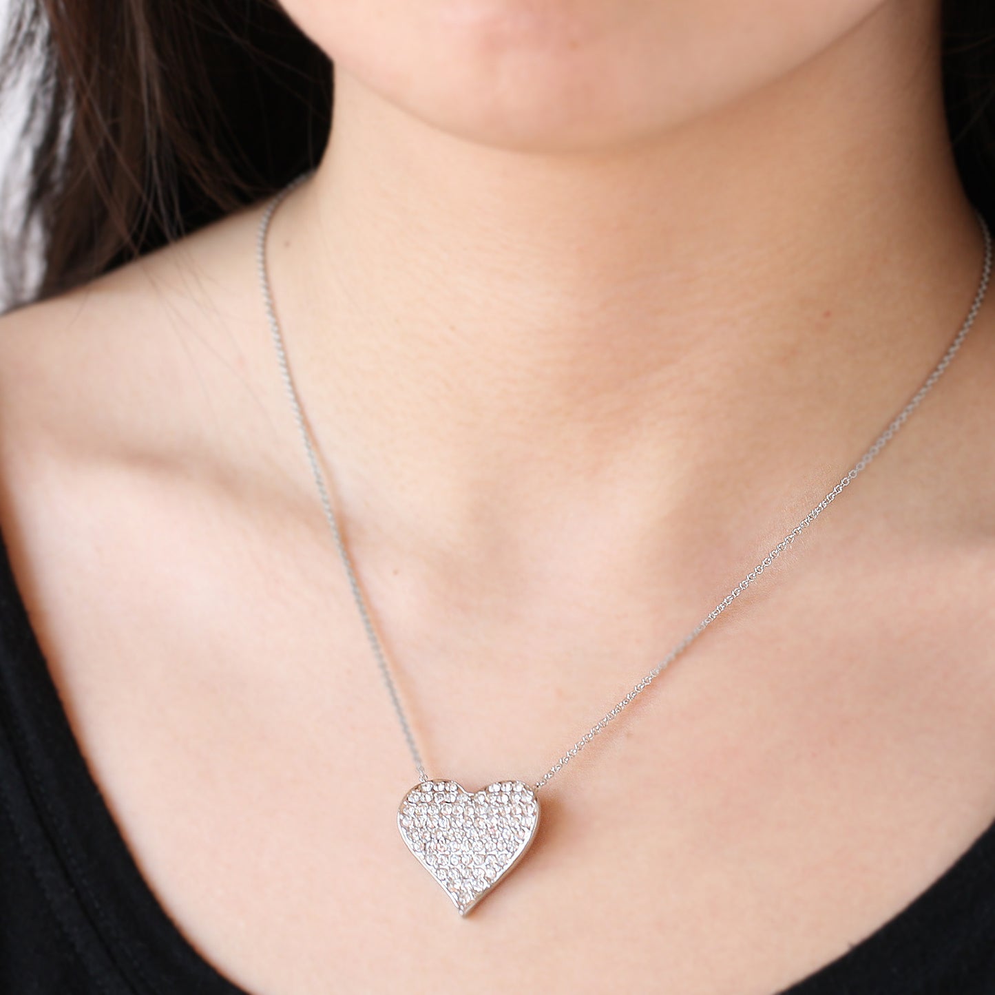 Medium Heart Pendant Necklace with Premium CZ