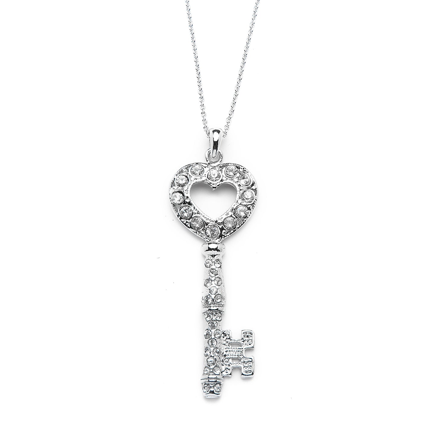 Designer Inspired Heart Key Pendant Necklace with Premium CZ