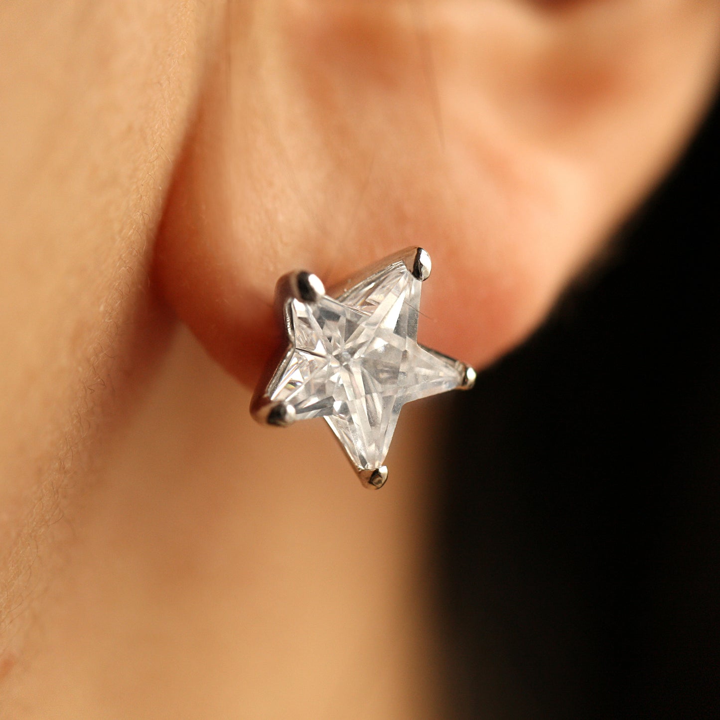 Star Shaped Grade AAAAA CZ Stud Earrings